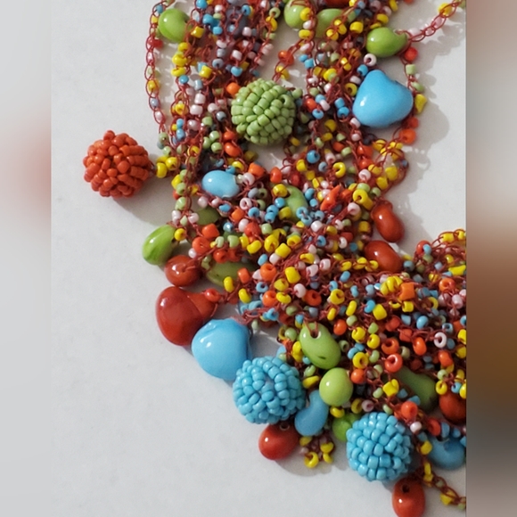 Set earrings necklace seed beads czech hearts Artisan handmade vintage estate - Picture 8 of 16